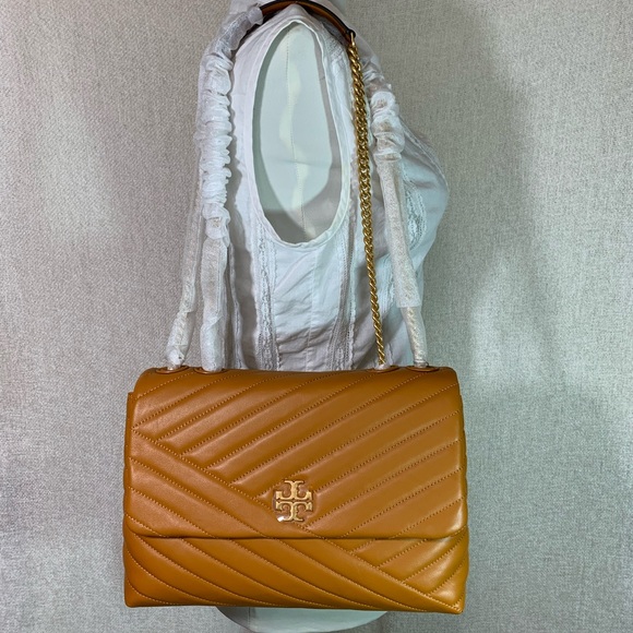 Tory Burch Handbags - Tory Burch Squash/Rolled Brass Kira Chevron Convertible Bag